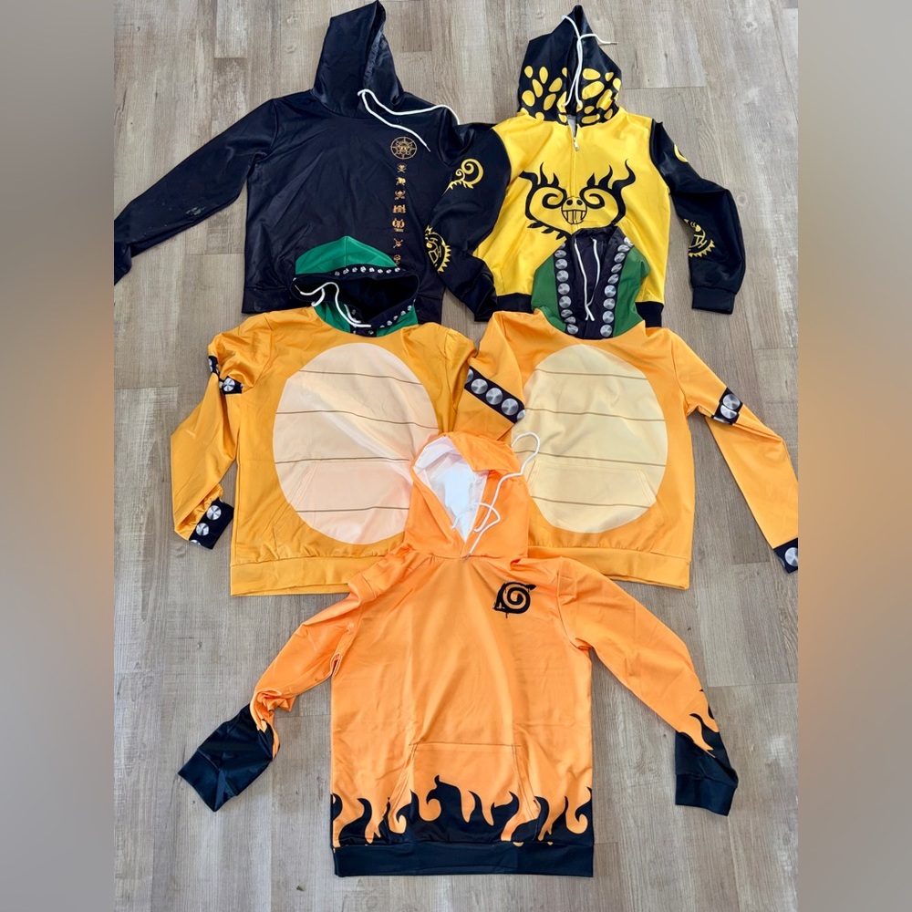 5 Anime Comic Hoodies - Naruto Super Mario Bros. Trafalgar Straw Hat - Adult S-L